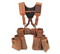 Tourbon Detachable Heavy Duty Carpentry Tool Belt with Suspenders Canvas Padded Framing Rig for Construction Framers