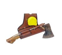 TOURBON Genuine Leather Axe Holster Hammer Hatchet Protector Carrier with Tape Measure Holder for Tool Belt