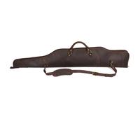 TOURBON Genuine Leather Rifle Case 52" Soft Padded Rifle Bag with Zipper Pocket and Shoulder Strap