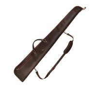 TOURBON Genuine Leather Shotgun Case 52" Soft Padded Shotgun Slip Bag with Zipper Pocket and Shoulder Strap