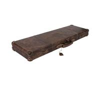 TOURBON Genuine Leather Shotgun Case Flannel Padded Hard Gun Storage Box with Locking System