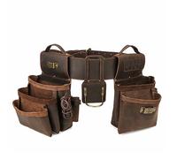 Tourbon Genuine Leather Tool Belt w/Suspenders Carpentry Multipurpose Rig Pockets Organizer Electrician Tools Pouch Holder Bag for Construction Framers (Tool Belt)