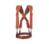 TOURBON Heavy Duty Leather Tool Belt with Suspenders Padded Work Brace Suspension Rig for Carpenter Electrician Builder
