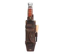 TOURBON Leather Fixed Blade Knife Sheath for Belt Straight Knife Holster with with Fire Starter Holder and Pocket
