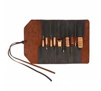 TOURBON Leather Roll Tool Pouch 10 Pockets Woodworking Carving DIY Hand Tools Storage Organizer Bag