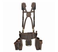 Tourbon Tool Belt with Suspenders Carpentry Multipurpose Rig Pockets Organizer Electrician Tools Pouch Holder Genuine Leather Bag for Construction Framers