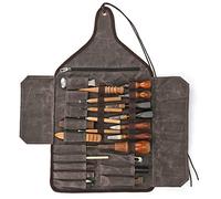 TOURBON Waxed Canvas Roll up Tool Bag Electrician Carpenter Tools Storage Pouch Chisel Organizer