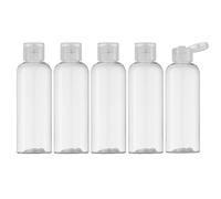 Toureal 100ml Travel Bottles for Toiletries - Empty Small Plastic Shampoo Bottles for Liquid - Refillable Containers for Travelling - Mini Size Dispenser with Flip Cap Transparent cover 5 Pcs