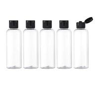 Toureal 100ml Travel Bottles for Toiletries - Empty Small Plastic Shampoo Bottles for Liquid - Refillable Containers for Travelling - Mini Size Dispenser with Flip Cap Conditioner Airport Clear 5 pcs