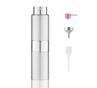 Toureal 20ml Travel Perfume Atomiser Refillable - Mini Aftershave Spray Bottle - Small Glass Fragrance Atomizer for Women - Portable Empty Cologne Refill Pump Dispenser for Men Silver