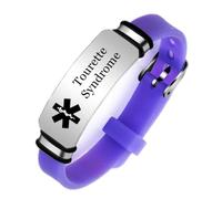 Tourette Syndrome Awareness Silicone Bracelet, Adjustable Tourette's Tics Disorder Medical Alert Wristband Identification ID Bangle for Emergency,Purple