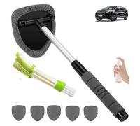 Tourgoing Windshield Cleaning Tool, Car Window Cleaner with Extendable Handle,Microfiber Windshield Cleaning Tool, with 5 Reusable and Washable Microfiber Pads and Extendable Handle (Gray)