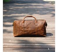 Touribag Genuine Leather Holdall Luggage Bag - Brown