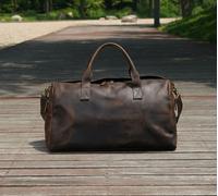 Touribag Genuine Leather Weekend Bag - Dark Brown