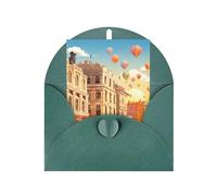 Tourism City Print Adorable Blank Cards& Envelopes,Unique Designs Perfect for Festivals, Invitations