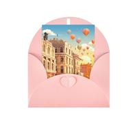 Tourism City Print Adorable Blank Cards& Envelopes,Unique Designs Perfect for Festivals, Invitations