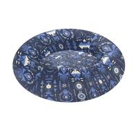 Tourism Illustration Aztec Indigo Vector Pet Dog Bed Removable & Washable fluffier Dog & Cat Cushion for Medium Size Pets Supplies