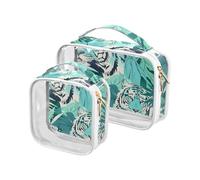 Tourism Illustration Tigers Turquoisoiletry Travel Bag TSA Approved Multifunctional Travel Makeup Bags Shaving Essentials