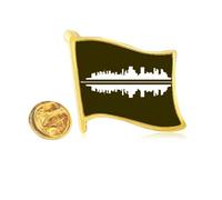 Tourism Reflections Landscape Architectural Signs Cities Golden Metal Flag Lapel Pin Badge