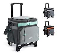 TOURIT 30L Collapsible Rolling Cooler Leakproof Insulated Soft Cooler Bag with Wheels and All-Terrain Cart for Beach, Camping, Patio Travel, Outdoor, Ball Fields