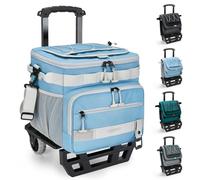 TOURIT Collapsible 28L Leak-Proof Insulated Rolling Cooler with All-Terrain Cart, Upgraded Fixtures and New Wheels Suitable for Beach, Picnic, Shopping