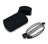 TourKing Folding Reading Glasses with Flip Case, Portable Mini Reading Glasses, Small Compact Folding Magnify Glasses For Men and Women Black +2.0