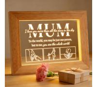 TourKing Mum Gifts from Daughter Son - Personalised Walnut Photo Frame Night Light for Mother's Day, Birthday, Retirement, Valentine's - LED Light Up Presents for Mummy, Grandma, Nan
