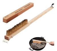 TourKing Pizza Oven Brush with Scraper, Copper Wire Stone Cleaning Wood Handle, Barbecue Grill Tool Kitchen Accessories Easily Cleans Metal Grills and (YHY019)