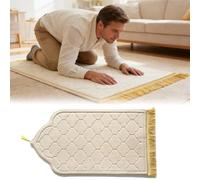 TourKing Prayer Mat Muslim Prayer Rugs Soft Flannel Islamic Prayer Mat Turkish Praying Carpet Large Size Area Rugs(110cm x 65cm) Ottoman Blankets Ramadan Gift for Men Women (Beige)