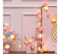 TourKing Rose Flower String Lights 19.6 Ft 40 LED Artificial Rose Garland Fairy Lights USB Charged Rose Light for Wedding Anniversary Garden Party Decor Gift for Girls (Pink+White)