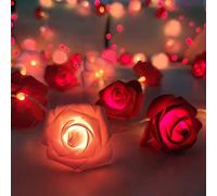 TourKing Rose Flower String Lights 19.6 Ft 40 LED Artificial Rose Garland Fairy Lights USB Charged Rose Light for Wedding Anniversary Garden Party Decor Gift for Girls (Pink+Red)