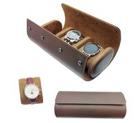 TourKing Watch Box for Men - Watch Roll Case 3 Slots,Retro PU Leather Watch Roll Box for Men Watch Display Case with Detachable Pillow Watch Holder Organizer for Watch Jewelry, Brown