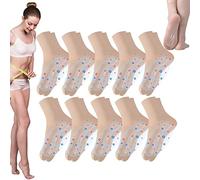 Tourmaline Ionic Body Shaping Stretch Socks Rapid Detox & Tourmaline Ionic Body Shaping Stretch Socks Tourmaline Therapy Socks for Pain Relief Better Blood Circulation (Nude,10 Pairs)