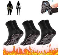 Tourmaline Slimming Health Sock, Tourmaline Acupressure Self Heating Shaping Sock, Magnetic Heated Socks, Foot Massage Thermotherapeutic Sock, Magnetic Socks for Men and Women, 3 Pairs Black