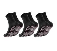 Tourmaline Thermal Circulation Self-Heating Socks - 3 Pair Slimming Foot Massage Socks with Acupressure for Men & Women (Black3)