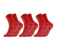 Tourmaline Thermal Circulation Self-Heating Socks - 3 Pair Slimming Foot Massage Socks with Acupressure for Men & Women (Red3)