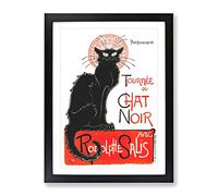 Tournee Du Chat Noir Cat By Theophile Steinlen Framed Print Black A4 | Wall Art, Ready to Hang, Satin Fine Art Paper, Fade-Resistant Inks, Acrylic Glazing, Securely Packaged, Made in the UK