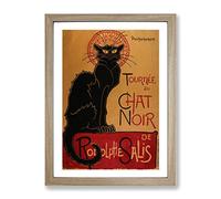 Tournee Du Chat Noir Cat Vol.1 By Theophile Steinlen Classic Painting Framed Wall Art Print, Ready to Hang Picture for Living Room Bedroom Home Office Décor, Oak A4 (34 x 25 cm)