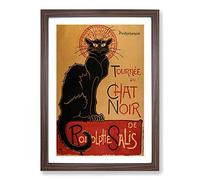 Tournee Du Chat Noir Cat Vol.1 by Theophile Steinlen Framed Print | A2 Walnut Framed Wall Art | Ready to Hang | Modern Animal Picture | Living Room Bedroom Lounge Office