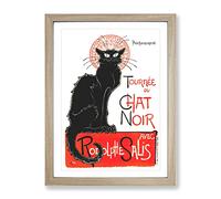 Tournee Du Chat Noir Cat Vol.2 By Theophile Steinlen Classic Painting Framed Print | A4 Oak Framed Wall Art | Ready to Hang | Classic Animal Picture | Living Room Bedroom Lounge Office