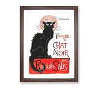 Tournee Du Chat Noir Cat Vol.2 By Theophile Steinlen Classic Painting Framed Wall Art Print, Ready to Hang Picture for Living Room Bedroom Home Office Décor, Walnut A4 (34 x 25 cm)