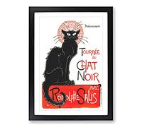 Tournee Du Chat Noir Cat Vol.2 by Theophile Steinlen Framed Print | A2 Black Framed Wall Art | Ready to Hang | Modern Animal Picture | Living Room Bedroom Lounge Office