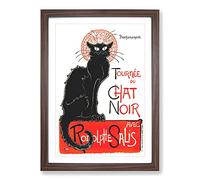 Tournee Du Chat Noir Cat Vol.2 by Theophile Steinlen Framed Print | A2 Walnut Framed Wall Art | Ready to Hang | Modern Animal Picture | Living Room Bedroom Lounge Office