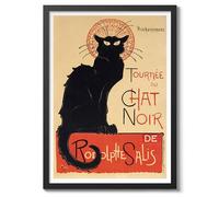 Tournee Du Chat Noir Vintage Advertisment Art Print, Retro Illustration Matchbox Wall Art Poster, Bedroom Home Decor Picture, A4 (Black Frame) - 32.7x24.1cm