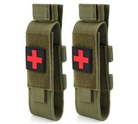 Tourniquet Holder, 2Pcs Tourniquet Pouch, Waterproof Holder, Multi-Use Empty Compact Medical Pouch for Camping Hiking Home Travel, Green