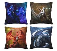 Tourrest Dragon Throw Pillow Covers 16x16 Set of 4, Decorative Couch Pillow Cover Soft Cushion Cases for Sofa Bed Car, Mix and Match for Home Decor Pillowcases