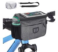 TOURSLOV Bike Handlebar Bag, 6.8" Bike Phone Holder, Water-resistant Bike Basket, Bicycle Front Storage Bag, Bike Frame Bag for MTB Racing Road Bike, with Shoulder Strap and Rain Cover