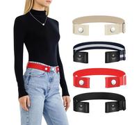 TOURZOO Belts for Women/Men Buckle Free Elastic Belt Invisible No Buckle Stretch Waist Belt For Jean Pants,Dresses,No Bulge, 1pcs/Red, S-M:Waist size 20''-50''