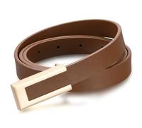 TOURZOO Genuine Leather Belts for Women Skinny Waist Belt for Dresses Jeans Pants with Gold Buckle-S, 1pcs/Brown, Fit Waist 26"-32"