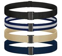 TOURZOO No Show Invisible Belt for Women/Men Elastic Web Strap Waist Stretch Belt with Flat Buckle for Jeans Pants Dresses, 4pcs/Black+blue+blue and White+beige, Suit for US Size 0-16